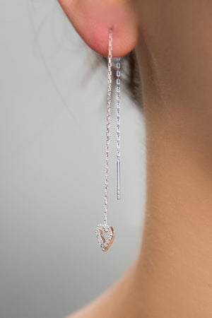 Women's Heart Model Dangling 925 Sterling Silver Earrings