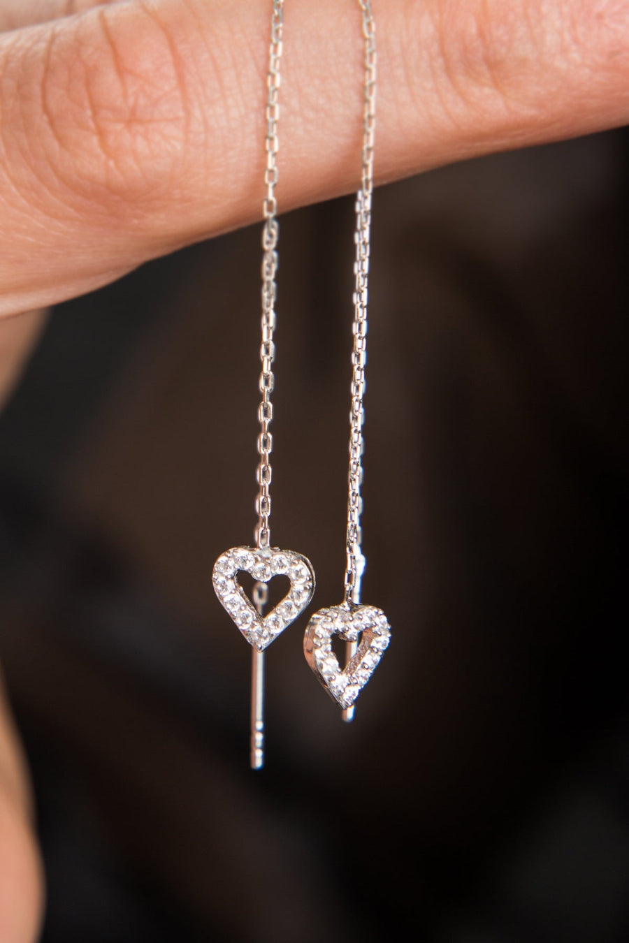 Women's Heart Model Dangling 925 Sterling Silver Earrings
