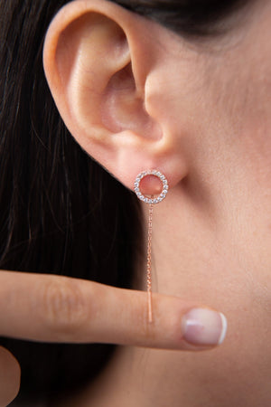 Women's Dangle Hoop Model 925 Sterling Silver Earrings