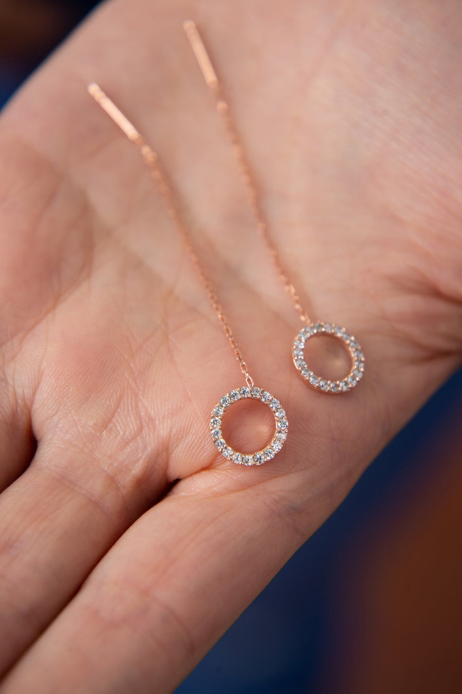 Women's Dangle Hoop Model 925 Sterling Silver Earrings