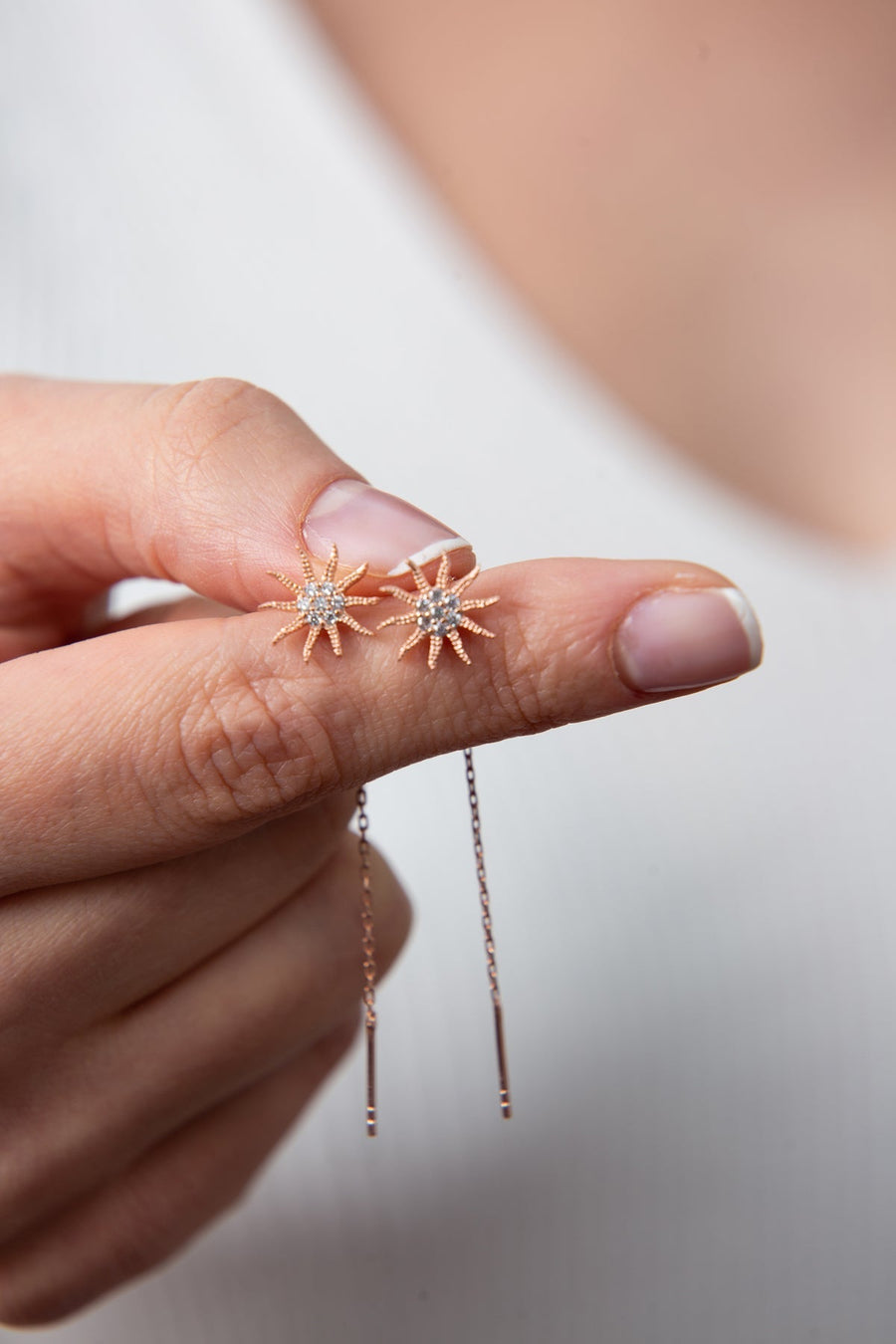 Women's 925 Sterling Silver Dangle Sun Earrings