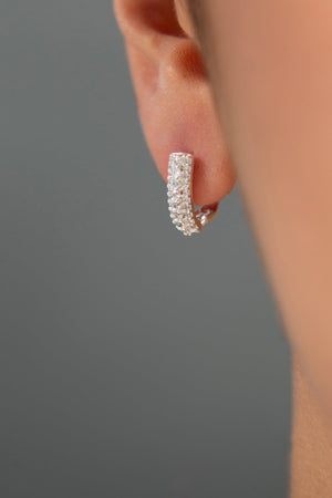 Women's Row Stone Model 925 Sterling Silver Earrings