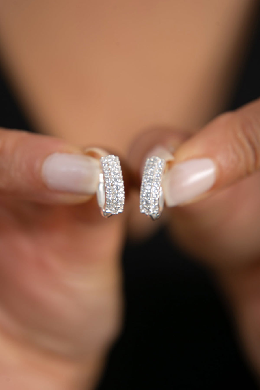 Women's Row Stone Model 925 Sterling Silver Earrings