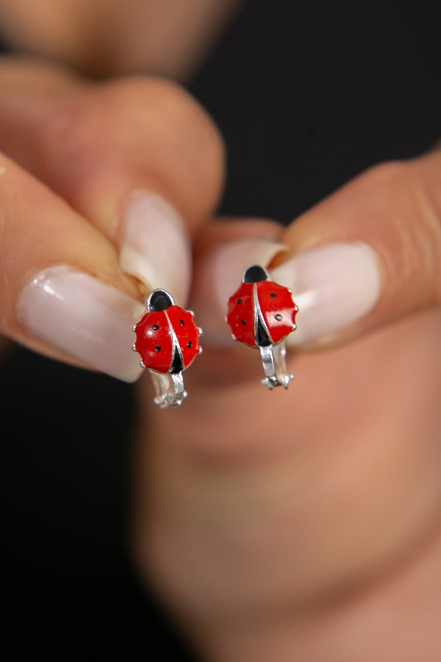 Women's 925 Sterling Silver Ladybug Earrings