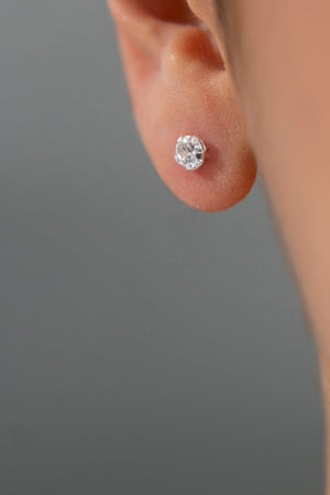 925 Sterling Silver Single Stone Women's Earring