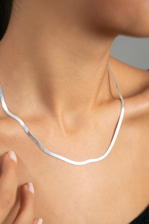 Women's Gold-Plated Italian Flat Chain Necklace in 925 Sterling Silver