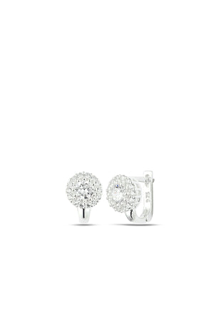 Women's 925 Sterling Silver Single Stone Stud Earrings with Rhodium Plating