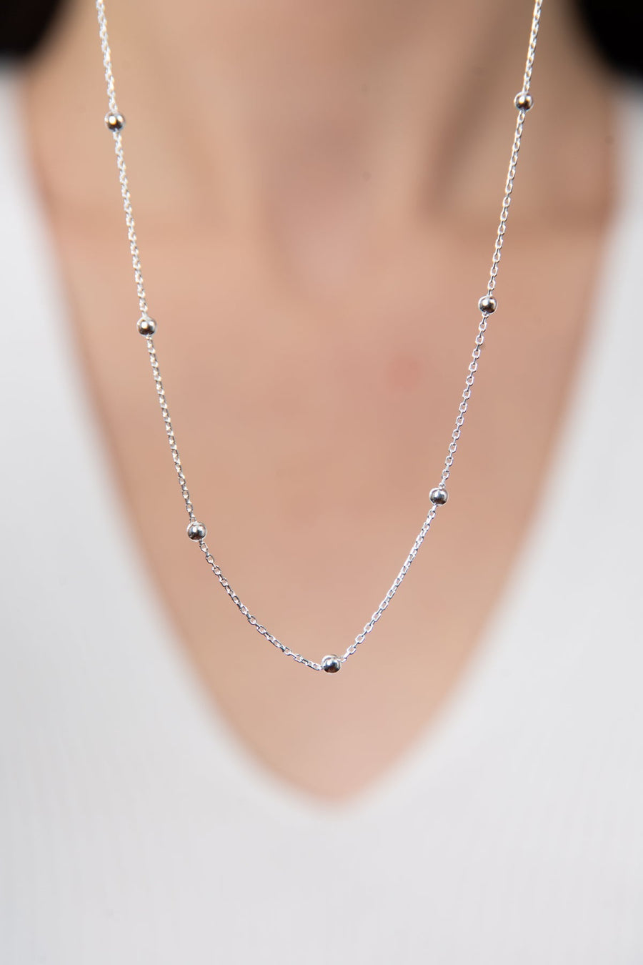 Women's Ball Chain Model 925 Sterling Silver Necklace