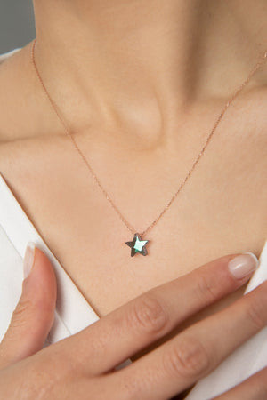 Women's Faceted Star Model 925 Sterling Silver Necklace