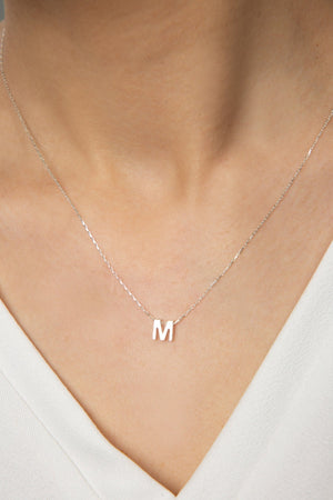 Women's 3D M Letter Model 925 Sterling Silver Necklace