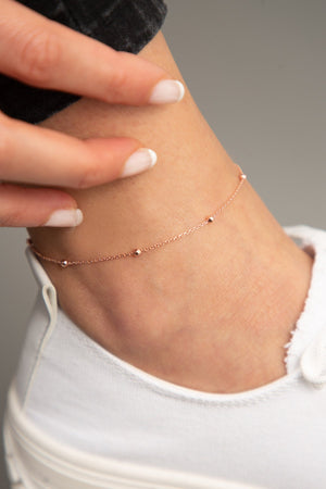 Women's Rose Plated Top Chain Model 925 Sterling Silver Anklet