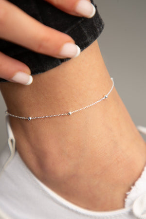 Women's 925 Sterling Silver Ball Chain Anklet