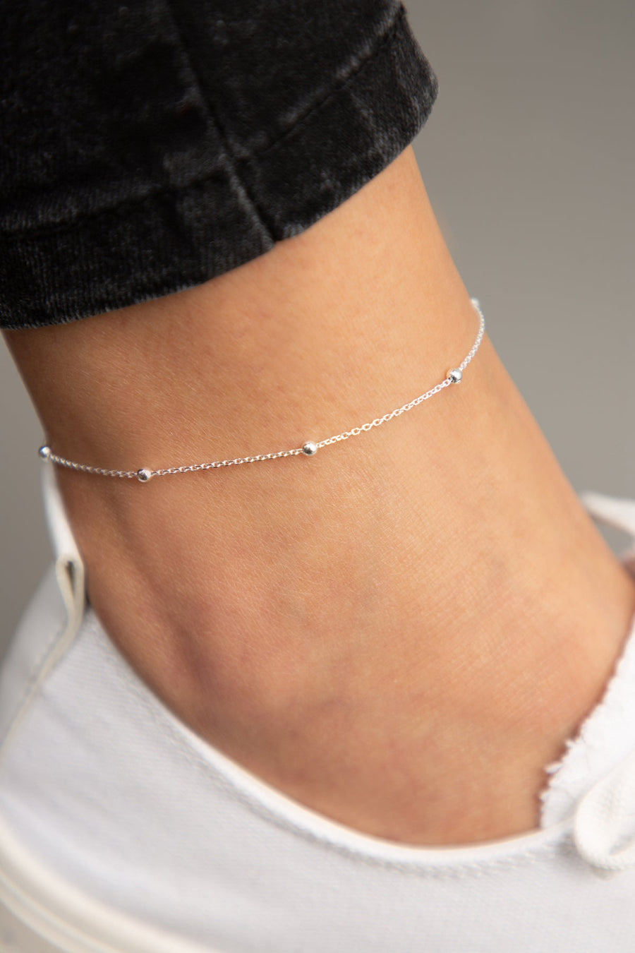 Women's 925 Sterling Silver Ball Chain Anklet