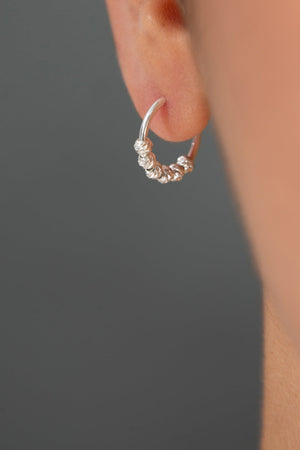 Women's 925 Sterling Silver Hoop Earrings with Doric Top Detail