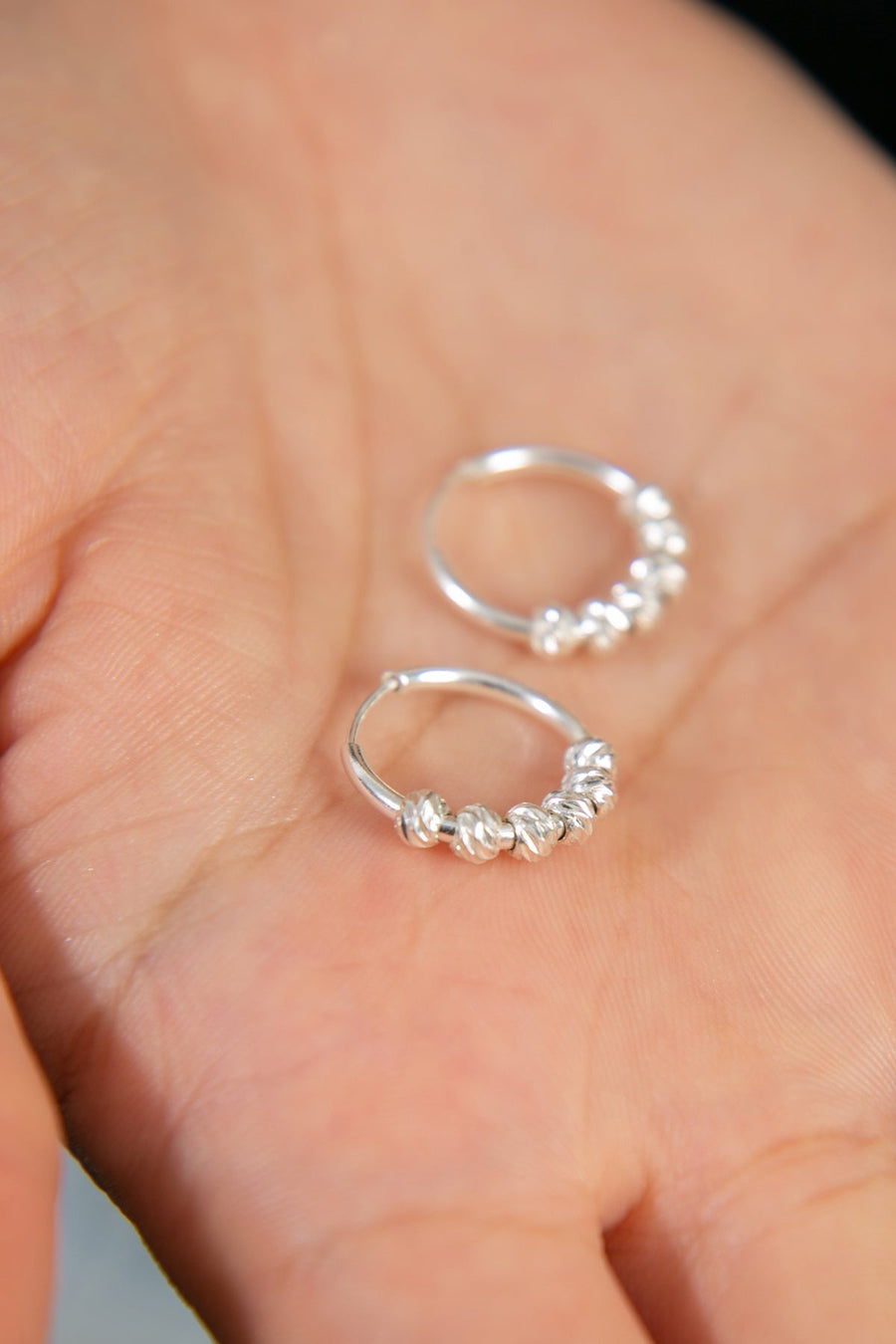 Women's 925 Sterling Silver Hoop Earrings with Doric Top Detail