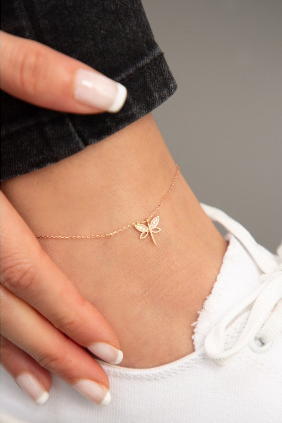 Women's Dragonfly Model 925 Sterling Silver Anklet