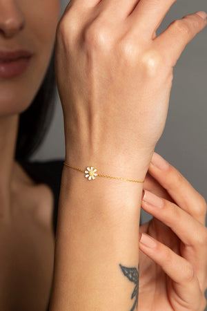 Women's Minimal Daisy 925 Sterling Silver Bracelet