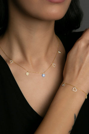 Women's Luck Model 925 Sterling Silver Necklace and Bracelet Set