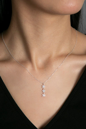 Women's Aligned Stars Model 925 Sterling Silver Necklace
