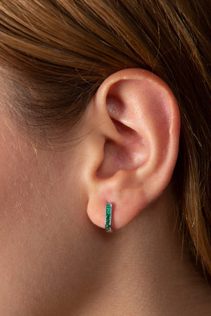 Women's 925 Sterling Silver Earrings with Green Stones