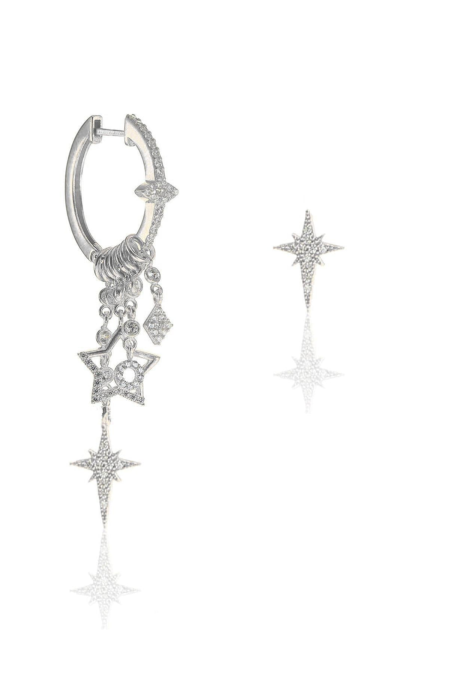 Women's North Star Model 925 Sterling Silver Earrings