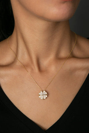 Women's Opening Heart Clover Model 925 Sterling Silver Necklace