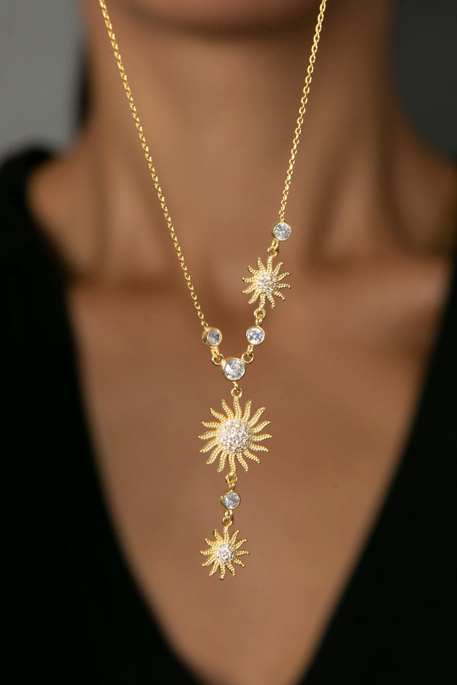 Women's Aligned Sun Model 925 Sterling Silver Necklace