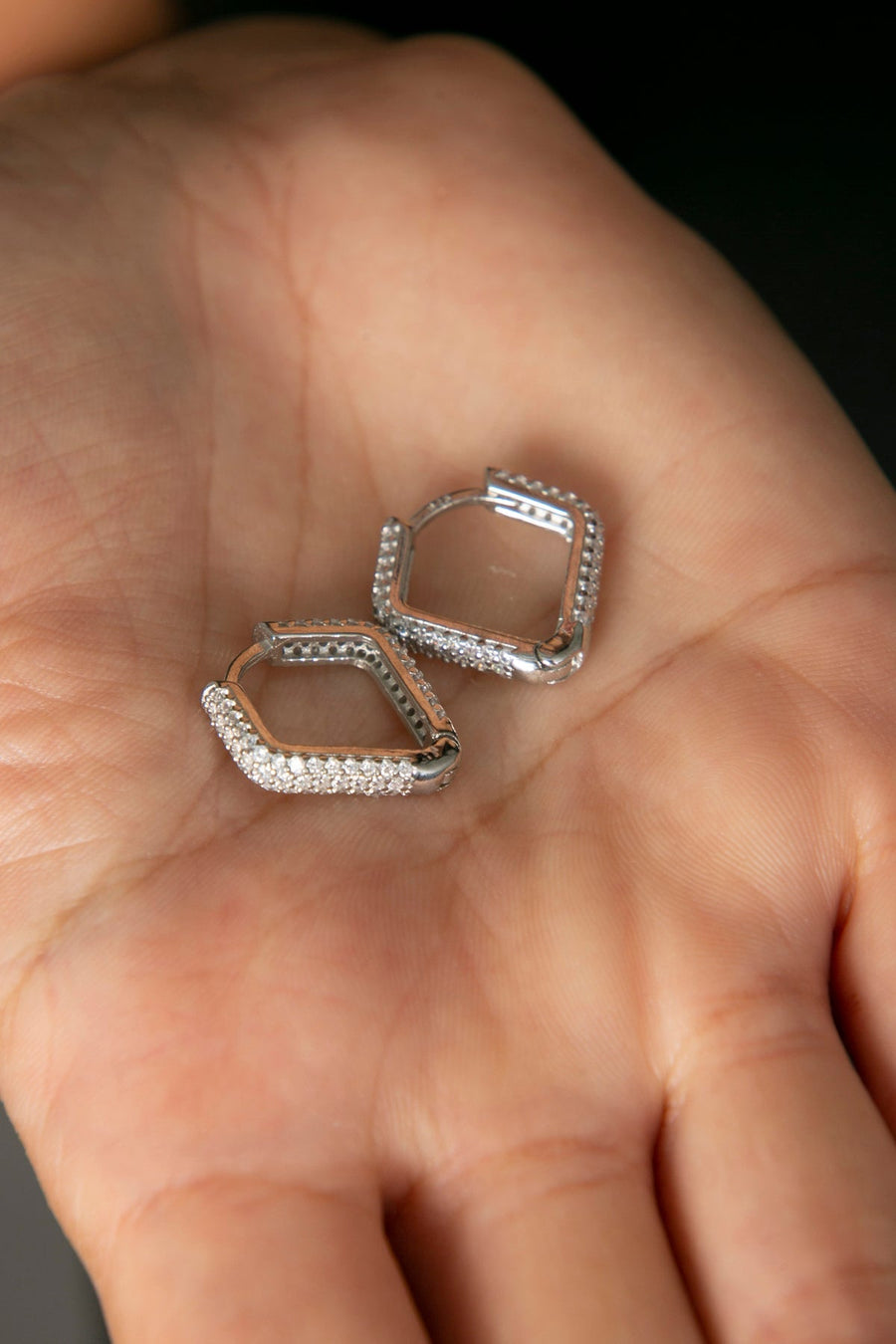 Women's 925 Sterling Silver Triangle Earrings with Stones