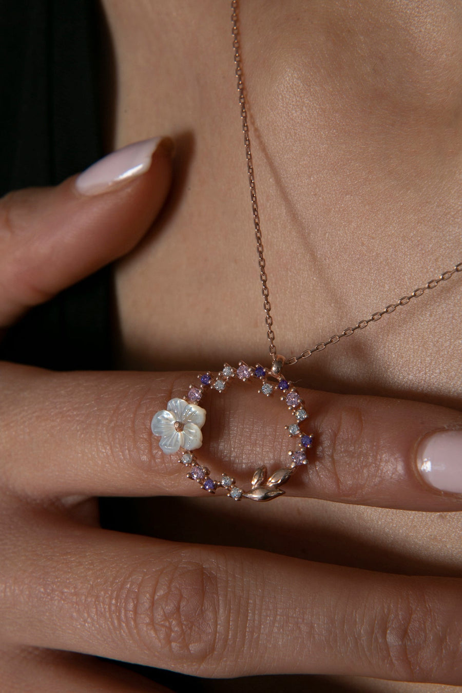 Women's 925 Sterling Silver Magnolia Flower Pendant Necklace