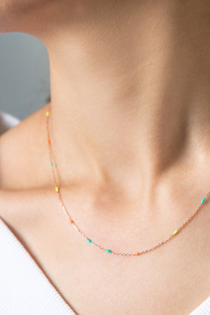 Women's 925 Sterling Silver Necklace with Colorful Stone Detail