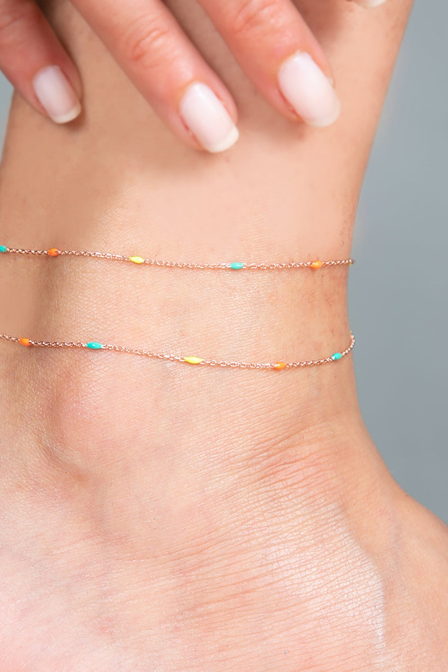 Women's 925 Sterling Silver Anklet with Colored Stone Detail