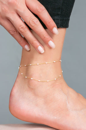 Women's 925 Sterling Silver White Stone Anklet