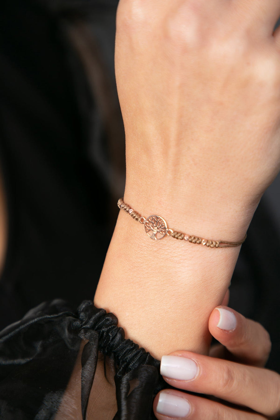 Women's 925 Sterling Silver Tree of Life Bracelet with Cord