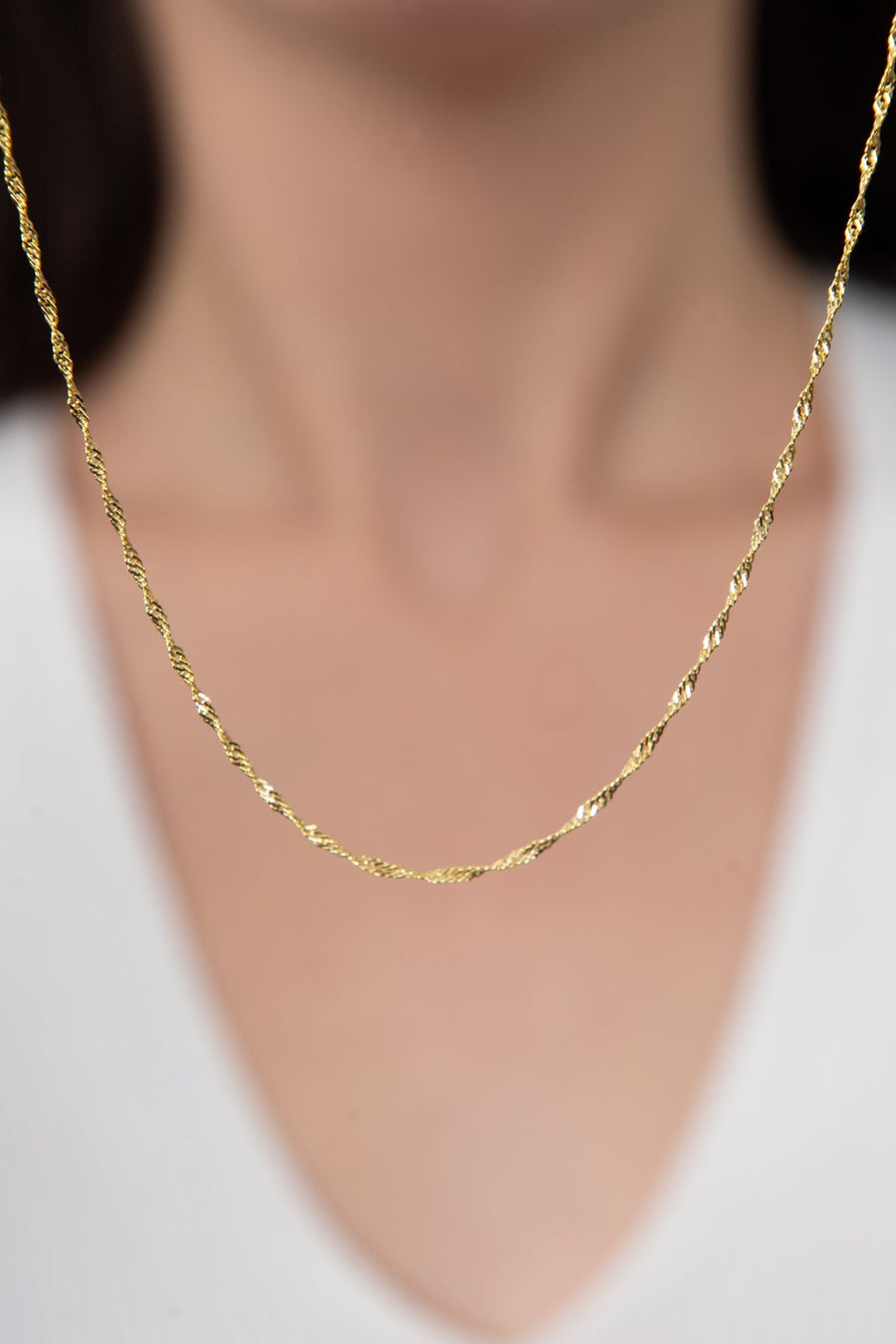 Women's 925 Sterling Silver Singapore Chain Necklace (45 cm)