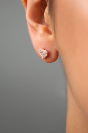 Women's Heart Model Rose Plated 925 Sterling Silver Earrings
