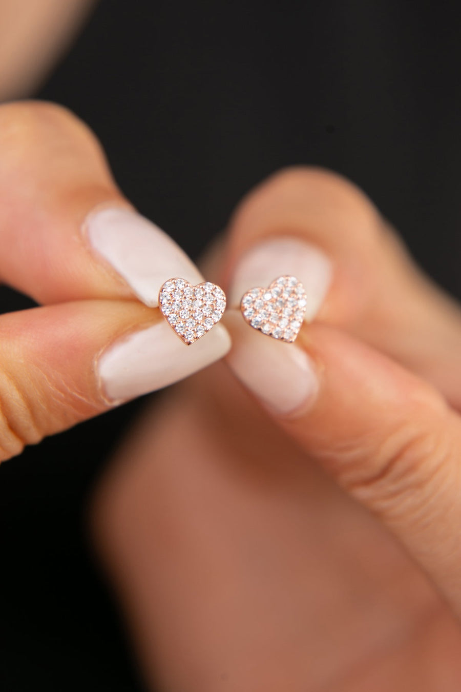 Women's Heart Model Rose Plated 925 Sterling Silver Earrings