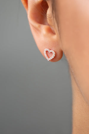 Women's Heart Model Rose Plated 925 Sterling Silver Earrings