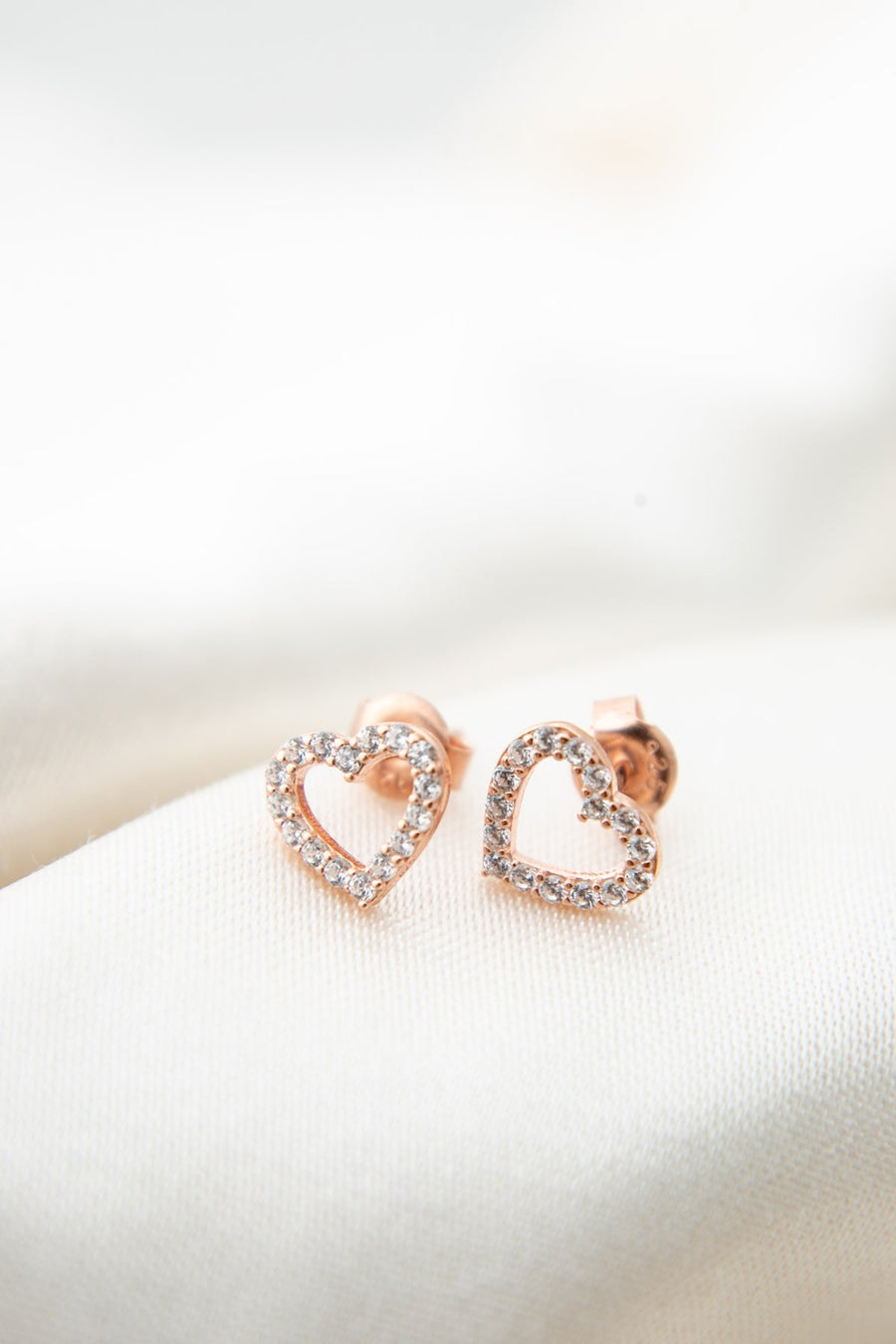 Women's Heart Model Rose Plated 925 Sterling Silver Earrings