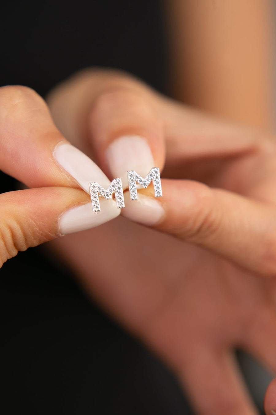 Women's M Initial 925 Sterling Silver Earrings