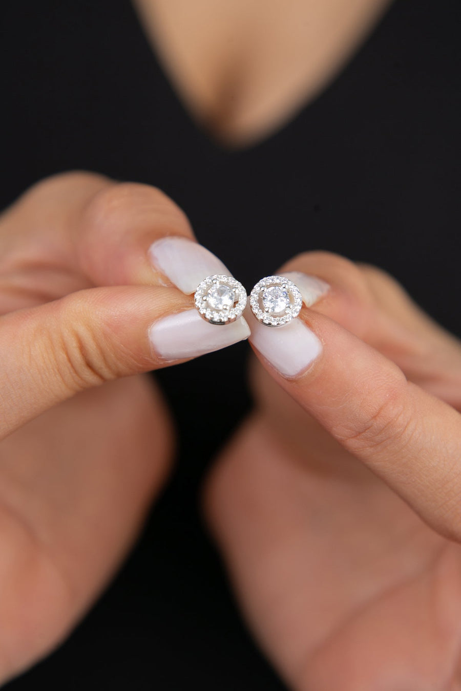 Women's Single Stone Detail 925 Sterling Silver Earrings