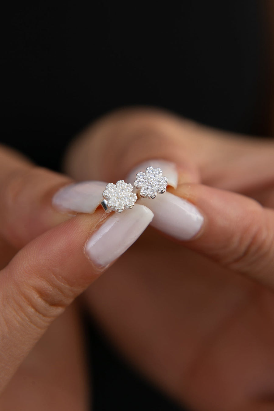 Women's Flower Model 925 Sterling Silver Earrings