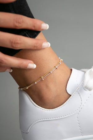 Women's 925 Sterling Silver Dorica Top Detailed Anklet in 3 Colors