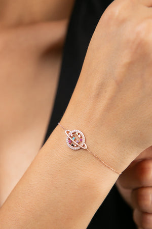 Women's 925 Sterling Silver Bracelet with Planet Design