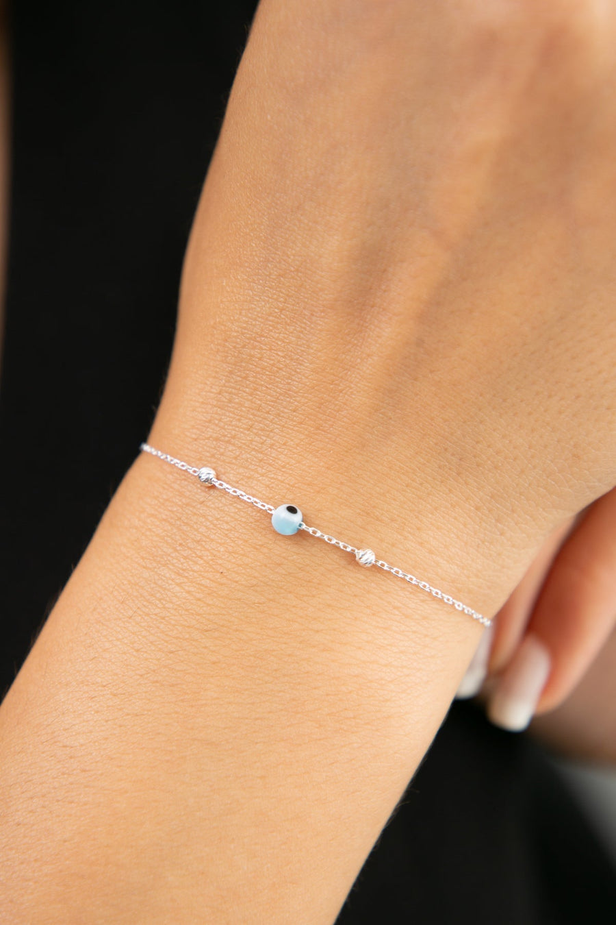 Women's 925 Sterling Silver Dorika Top Evil eye  Bracelet