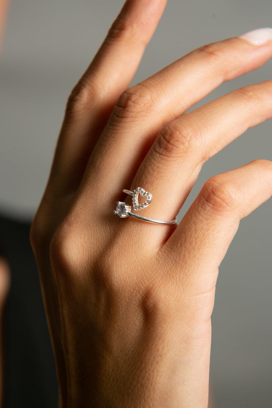 Women's 925 Sterling Silver Heart Detail Ring