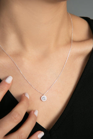 Women's 925 Sterling Silver Single Stone Pendant Necklace