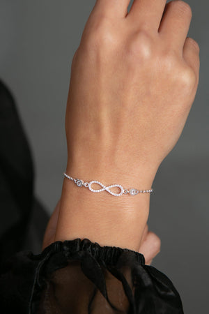Women's Rhodium-Plated Infinity Model 925 Sterling Silver Bracelet