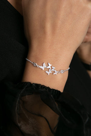 Women's 925 Sterling Silver Flying Butterfly Bracelet