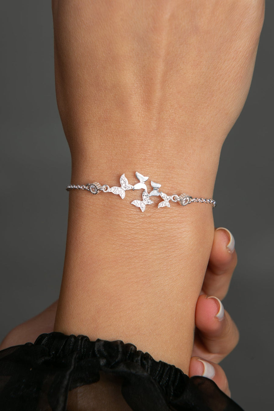 Women's 925 Sterling Silver Flying Butterfly Bracelet