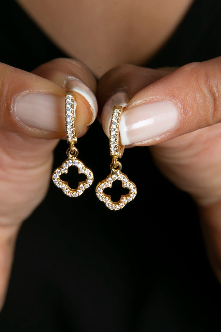 Women's 925 Sterling Silver Stone Shamrock Earrings